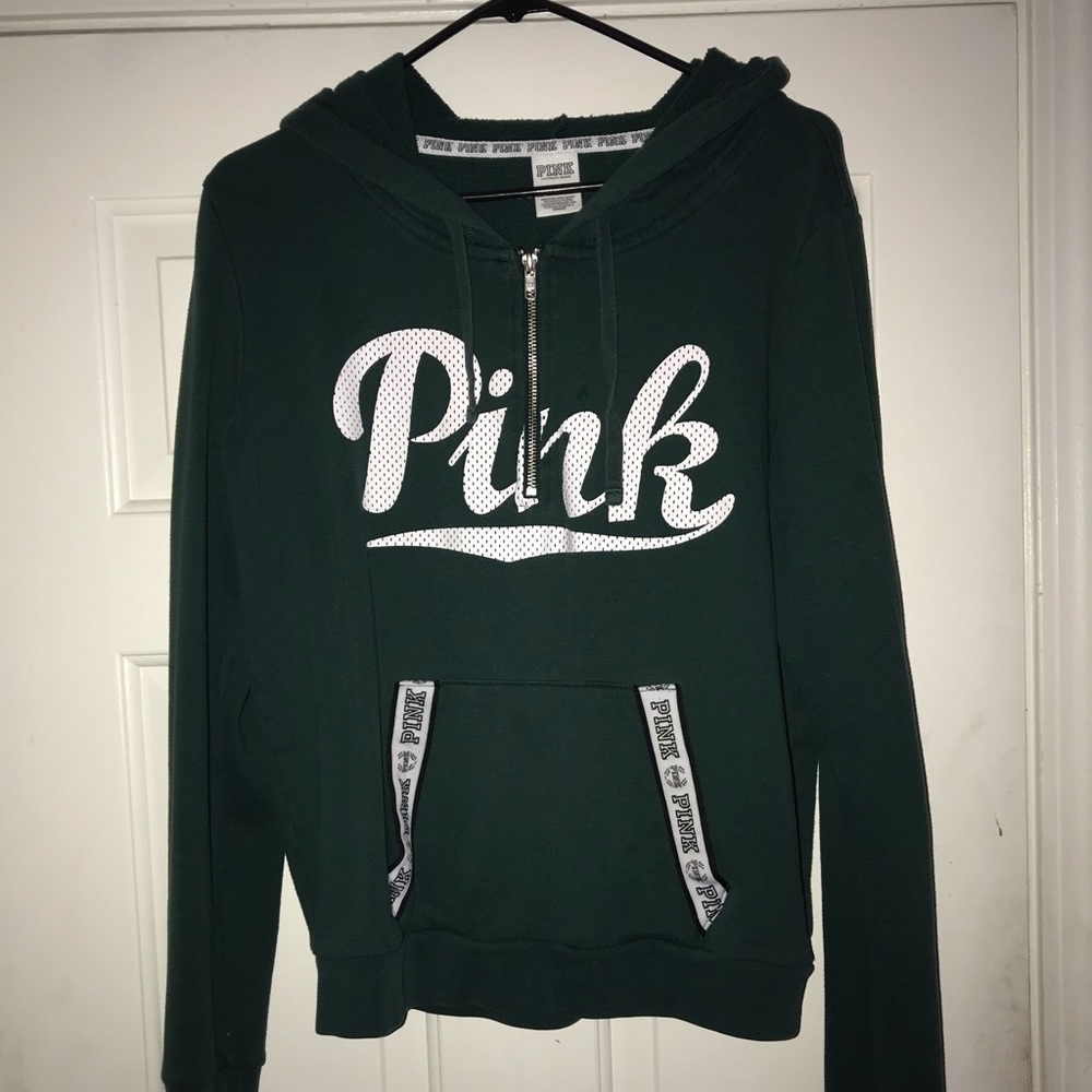 PINK green Pull Over Quarter Zip Sweatshirt